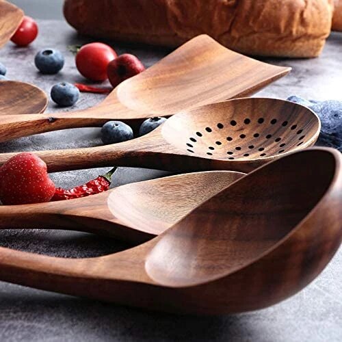 7-Piece Teak Wooden Utensils Set