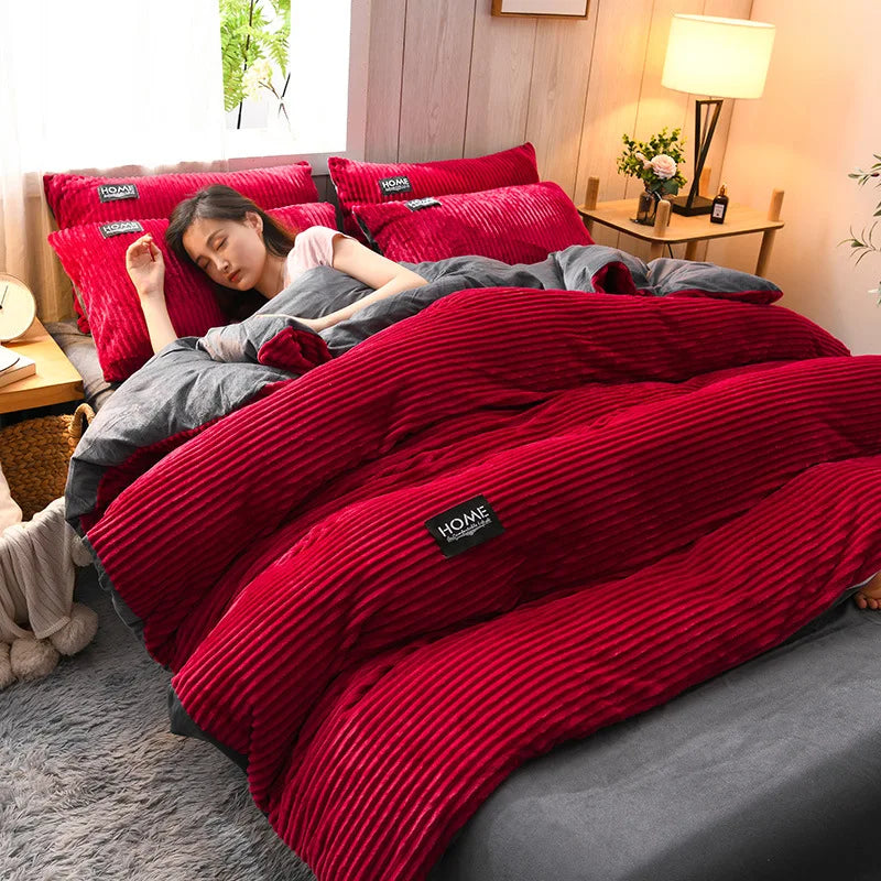 Plush Corduroy Velvet Comfort Quilt Set