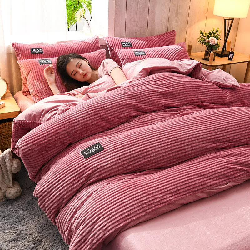Plush Corduroy Velvet Comfort Quilt Set