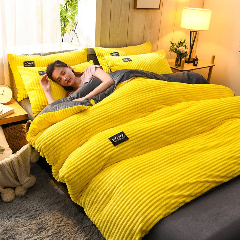 Plush Corduroy Velvet Comfort Quilt Set