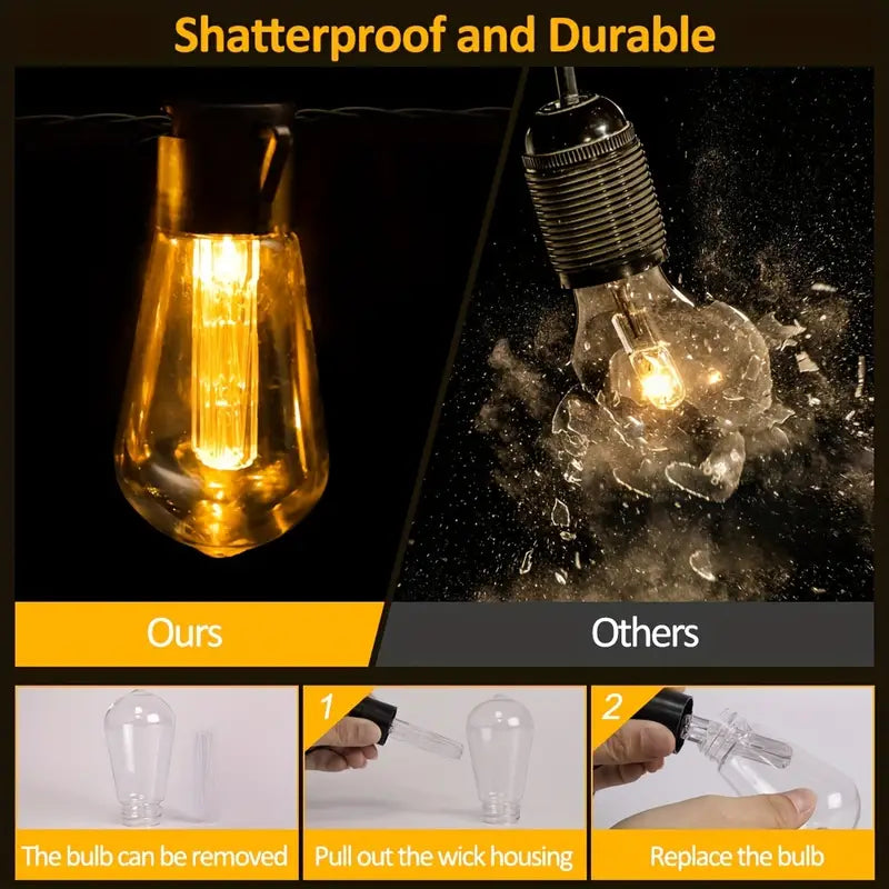 Break-Resistant LED Solar Festoon Lights